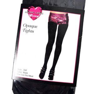 Music Legs Black Fashion Opaque Tights Style 747 NWT NOS